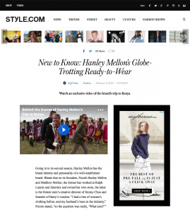 Style Dot Com article on Hanley Mellon
