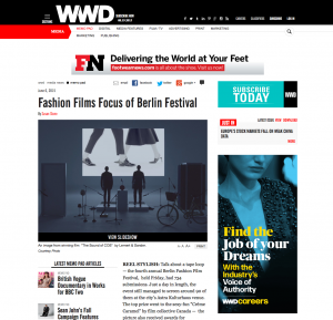 WWD article on the Fashion Films Focus at the Berlin Festival 2015