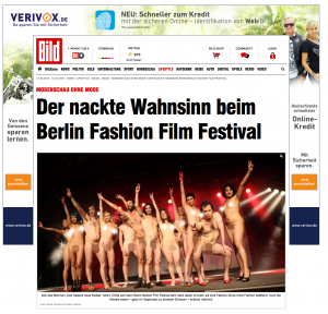 Bild Magazine article on the Naked Craziness of the Berlin Fashion Film Festival