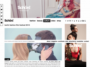 article in Schön Magazine on the Berlin Fashion Film Festival 2015